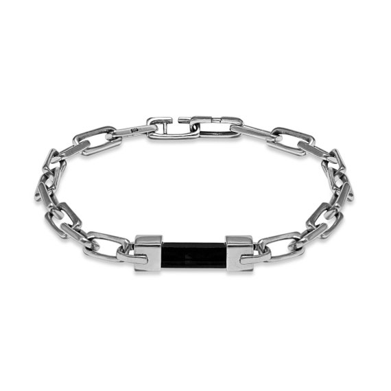 Hinge Black Crystal Silver Chain Choker Necklace