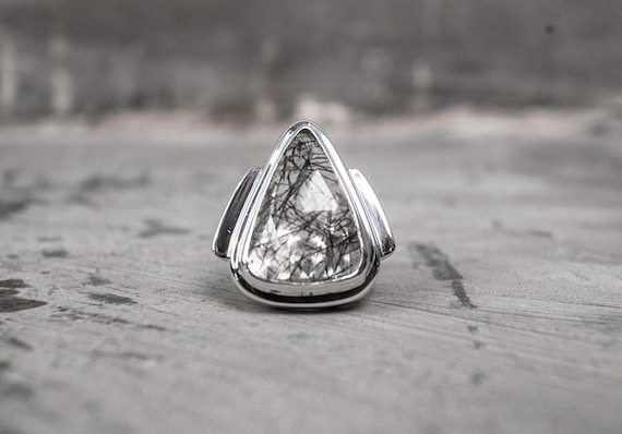 Rutilated Quartz Stone Ring in 925 Sterling Silver