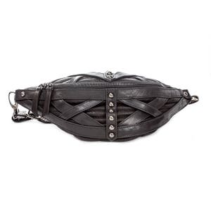 RAGE CAGE Black Leather Fanny Pack Shoulder Bag and Cross Body Bag ...