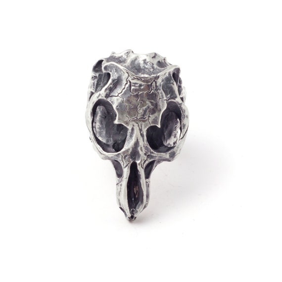 Wild Silver Skull Ring, Big Biker Ring, Animal Skull Jewelry , Silver Statement Ring, Mens Silver Skull Ring