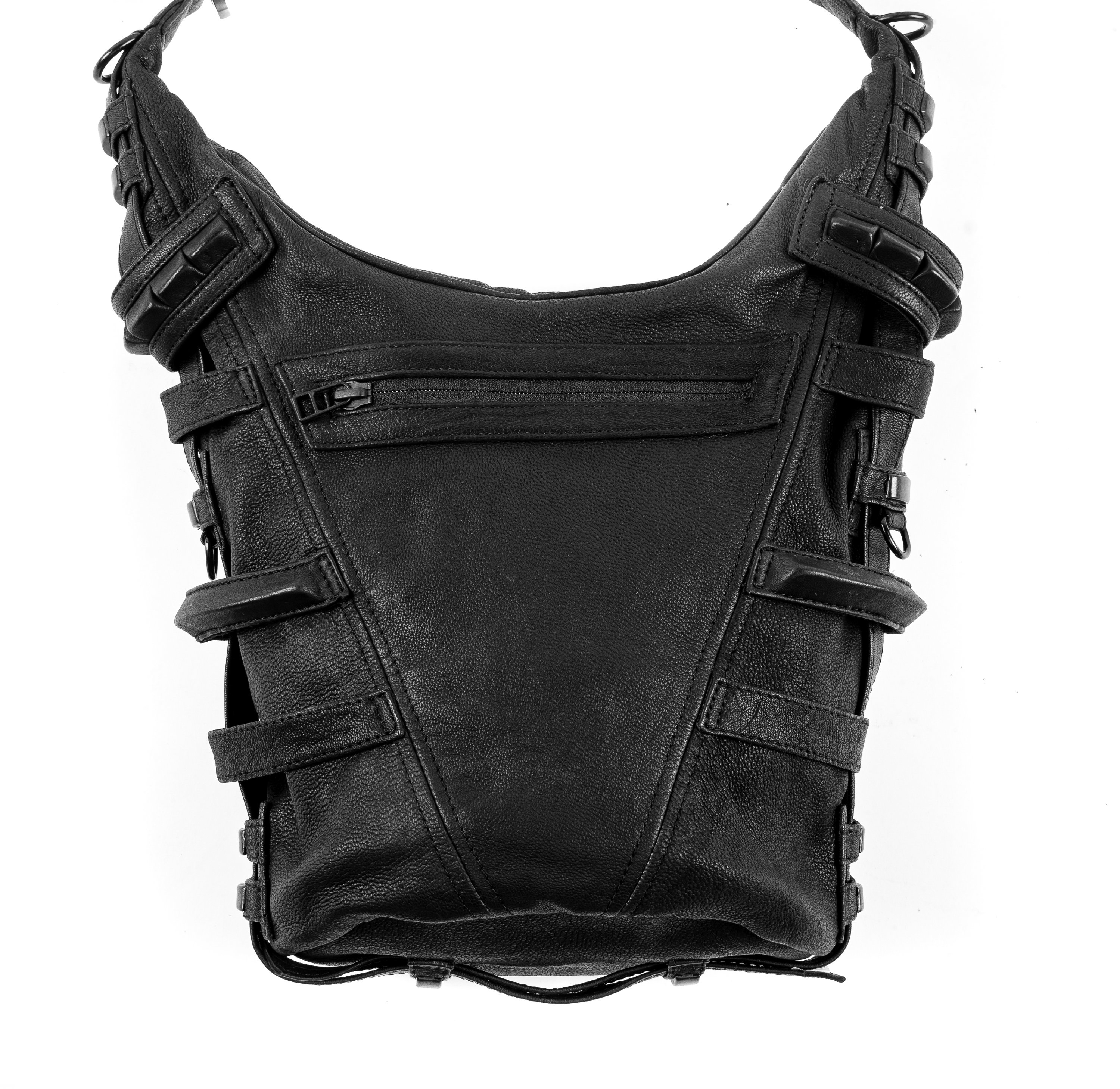 Rage Cage Mini Hobo Top Handle and Leather Shoulder Bag