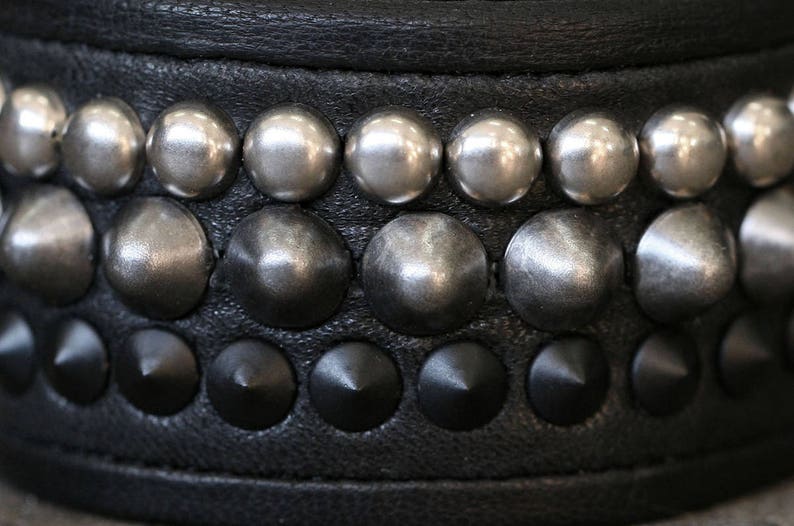 GRADATION Black Leather Metal Studded Punk Cuff Bracelet image 3