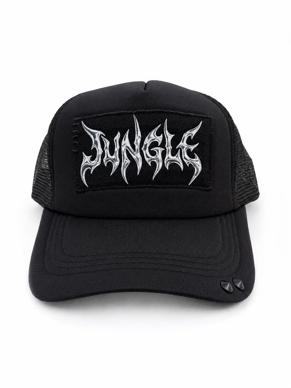 JUNGLE Drum & Bass Trucker Hat - Hand Stitched DnB Cap with Studded Brim