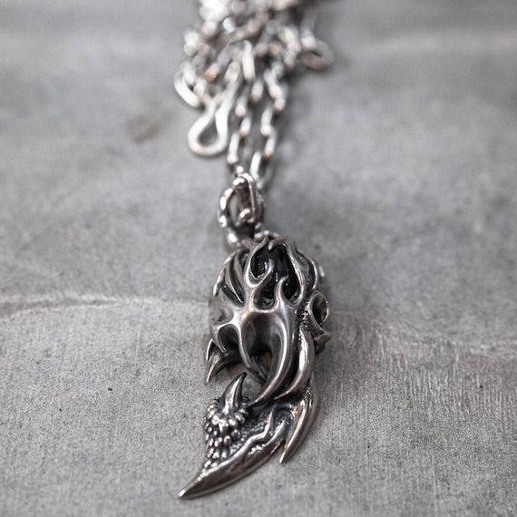 Nightflare Talon 925 Silver Spike Pendant Necklace, Edgy Unisex Jewelry