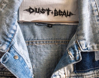 Indigo Boro Denim Jean Jacket With Boro Patch Quilt
