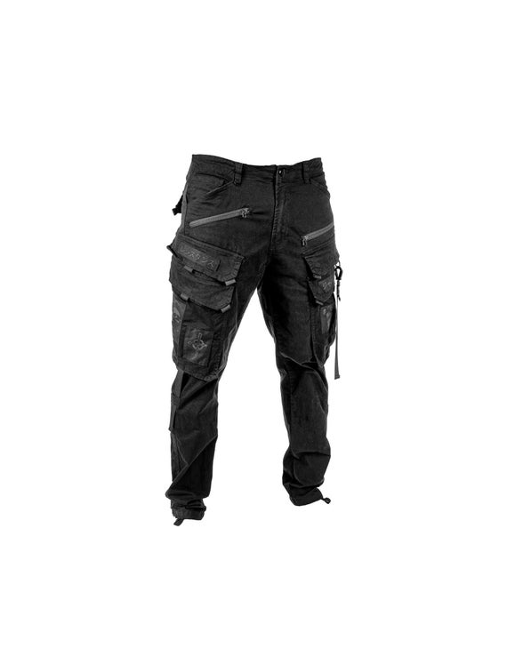 Tech 12 Mens Black on Black Cargo Pants I Techwear Pants I Cyberpunk Pants I Streetwear Jeans I Mens work Pants I Tactical Pants