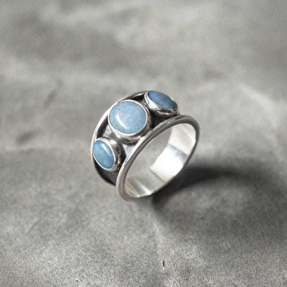 Tri Opal Silver Ring