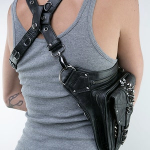 SHARK BITE Black Leather Hip Holster Waist and Shoulder Bag image 5