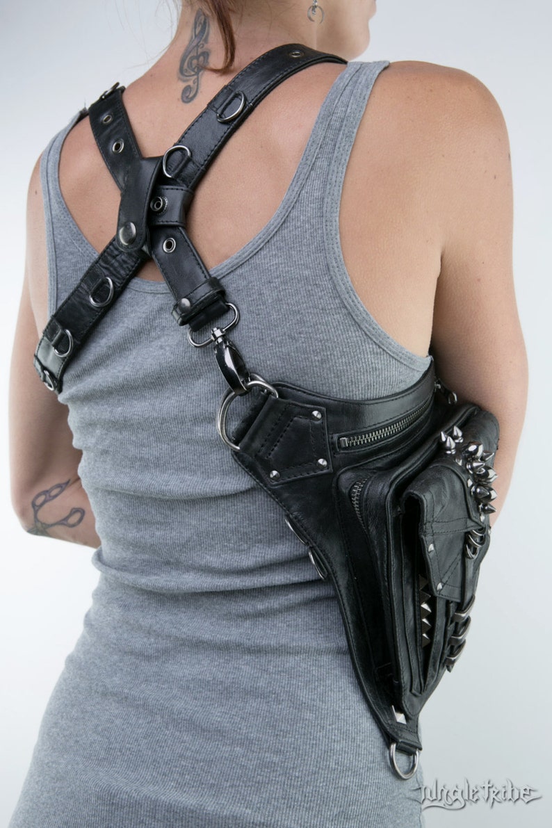 SHARK BITE Black Leather Hip Holster Waist and Shoulder Bag image 5