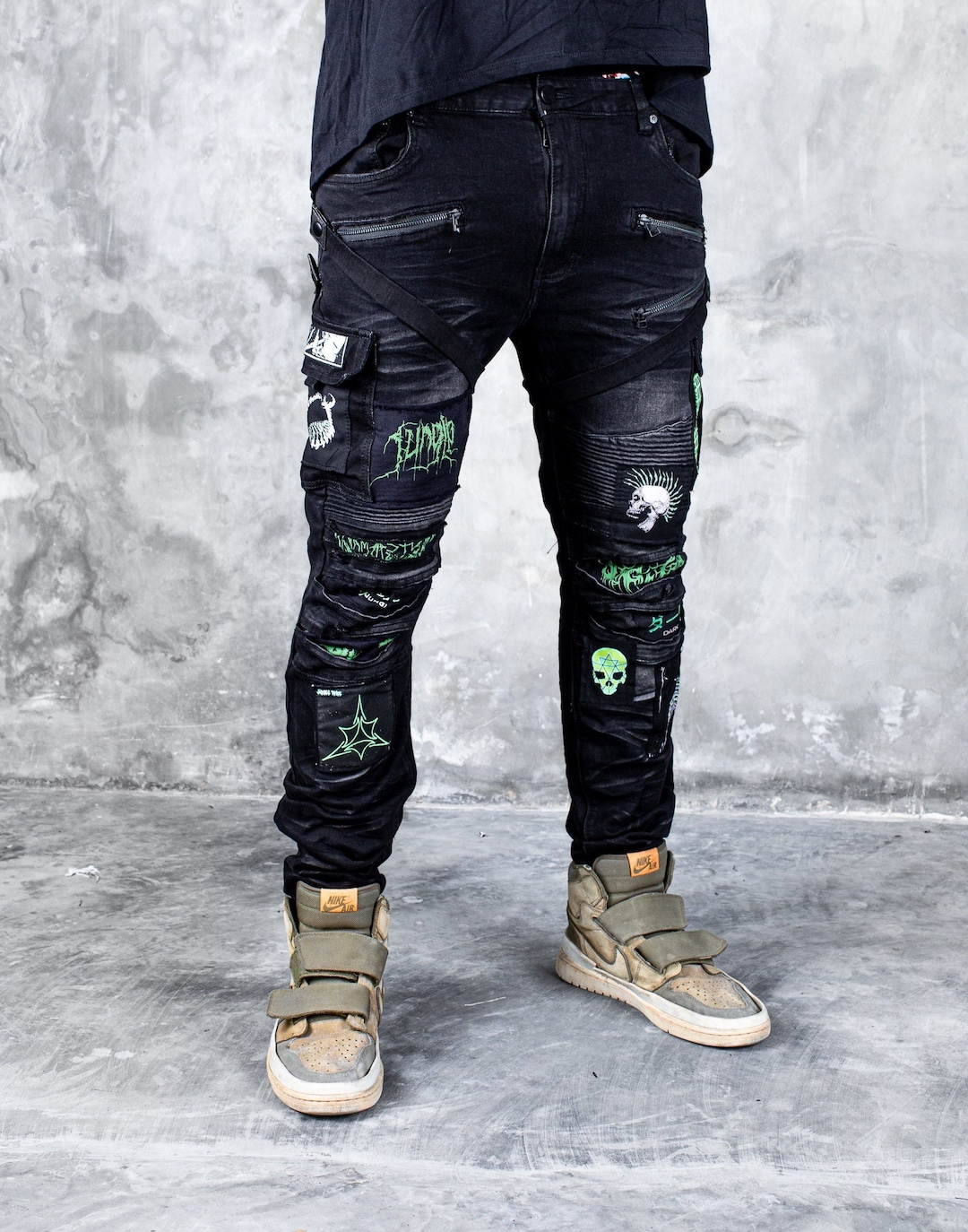 宅配 Jeans Green Slime Digital 11 City Art I Cargo I Fit Slim Clothing