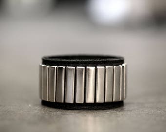Flat Lay Metal Studded Punk Leather Cuff