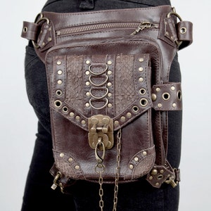BLASTER 3.0 Brown Leather Shoulder Holster and Hip Bag Fanny Pack Thigh Bag image 3