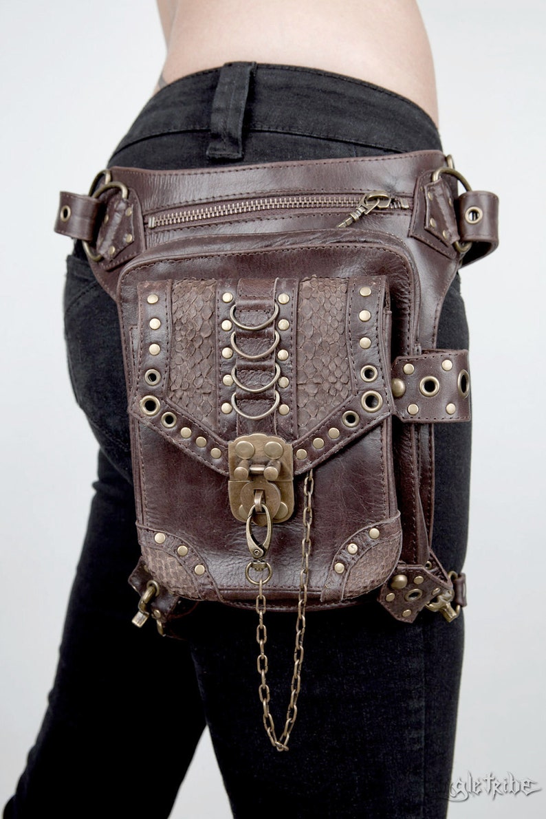 BLASTER 3.0 Brown Leather Shoulder Holster and Hip Bag Fanny Pack Thigh Bag image 3