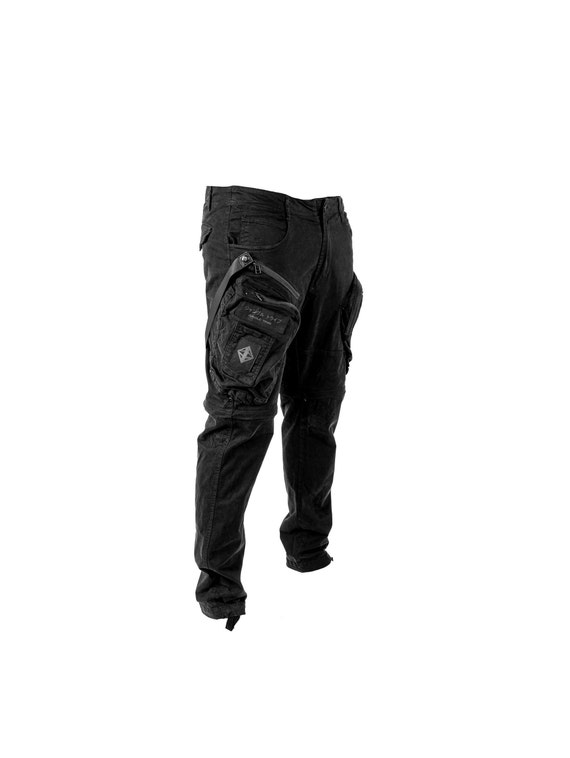 Tech 13 Cargo Pants and Zip Off Shorts with Multiple Pockets I Black on Black I Techwear Pants I Cyberpunk Pants I Streetwear Jeans
