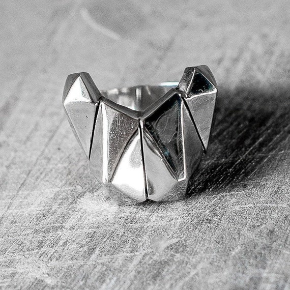 Silver Dimensional Statement Ring ASTEROID LOVE unisex