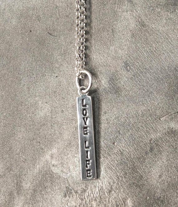 Silver Custom Word Bar Pendant — Personalized 925 Silver Necklace