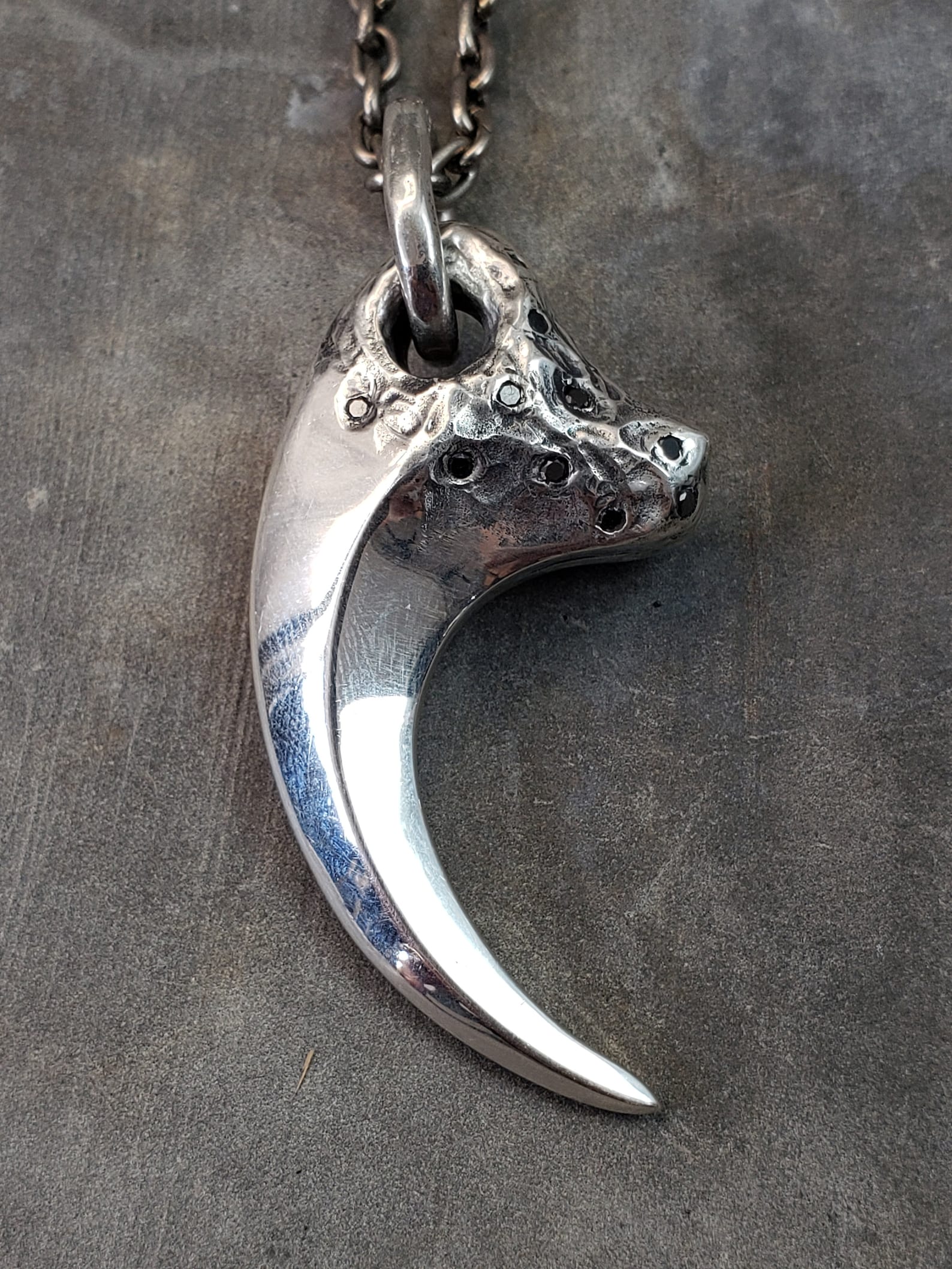Sterling Silver Raptor Claw Necklace With Black Diamonds Etsy