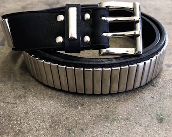 ROAD DESTROYER Leather and Metal Studded Punk Rocker Belt in Black or Red