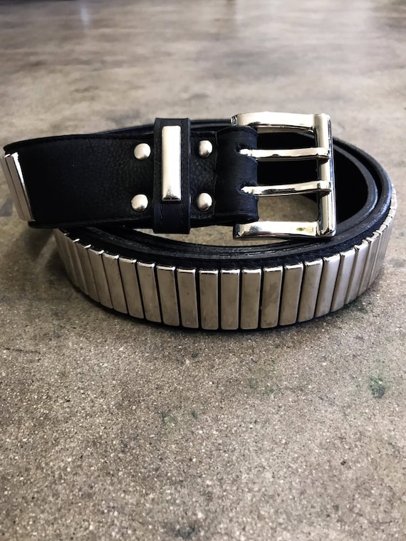 ROAD DESTROYER Leather and Metal Studded Punk Rocker Belt in Black or Red