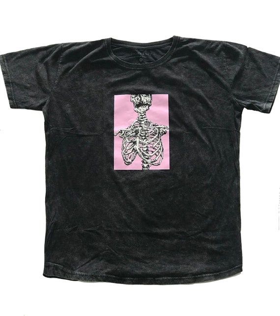 The Ghastly Pink Distressed Unisex Boxy Skeleton Tee Shirt