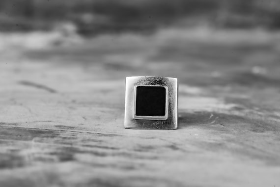 Hematite Square Silver Ring, made from 925 Sterling Silver for him or for her, gift ideas, chunky rings,