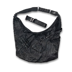 NINJA ASSASSIN Big Black Leather Hobo Bag