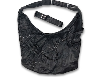 NINJA ASSASSIN Big Black Leather Hobo Bag