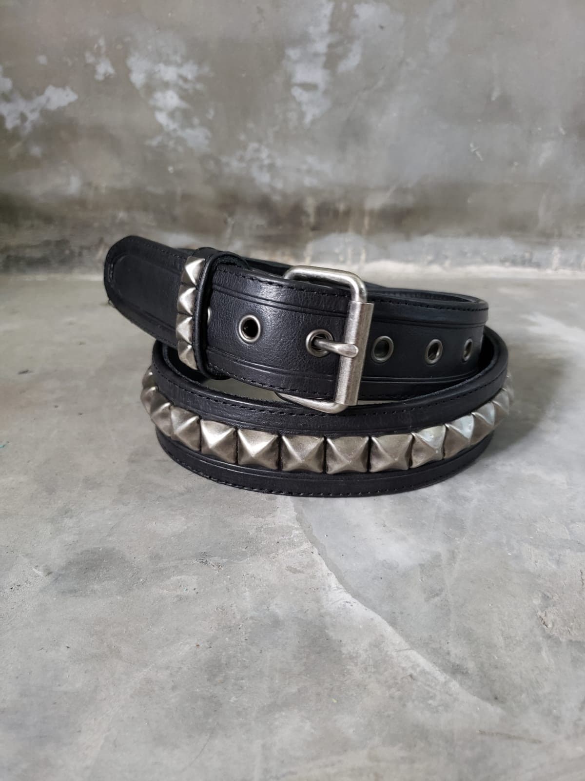 Pyramid Studded Leather Punk Belt -  Canada