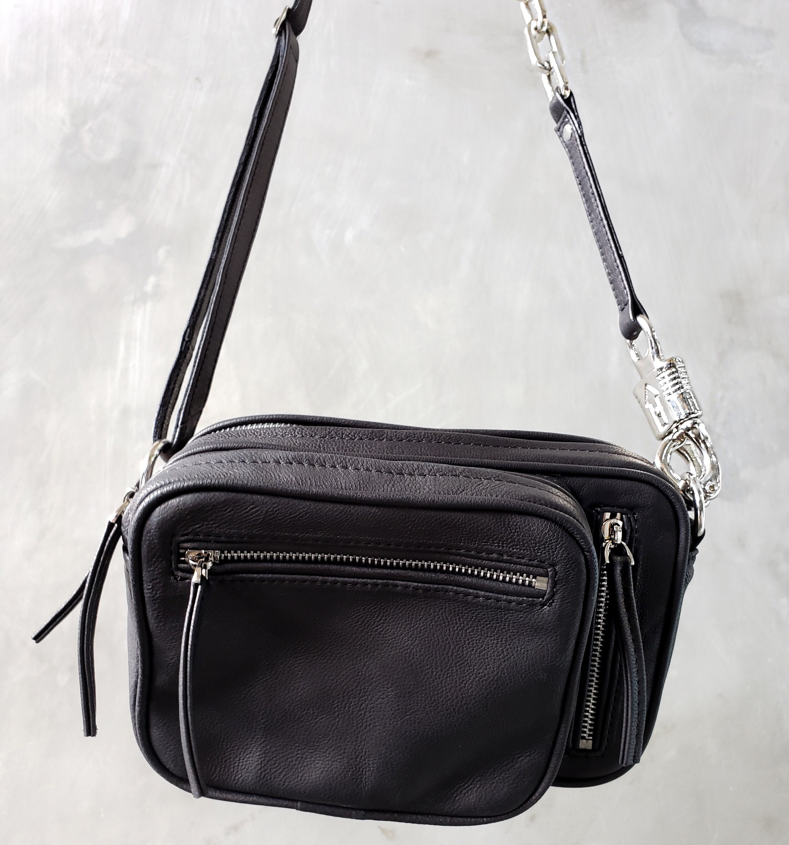 The Panic Bag Convertible Black Leather Shoulder Bag w/ | Etsy
