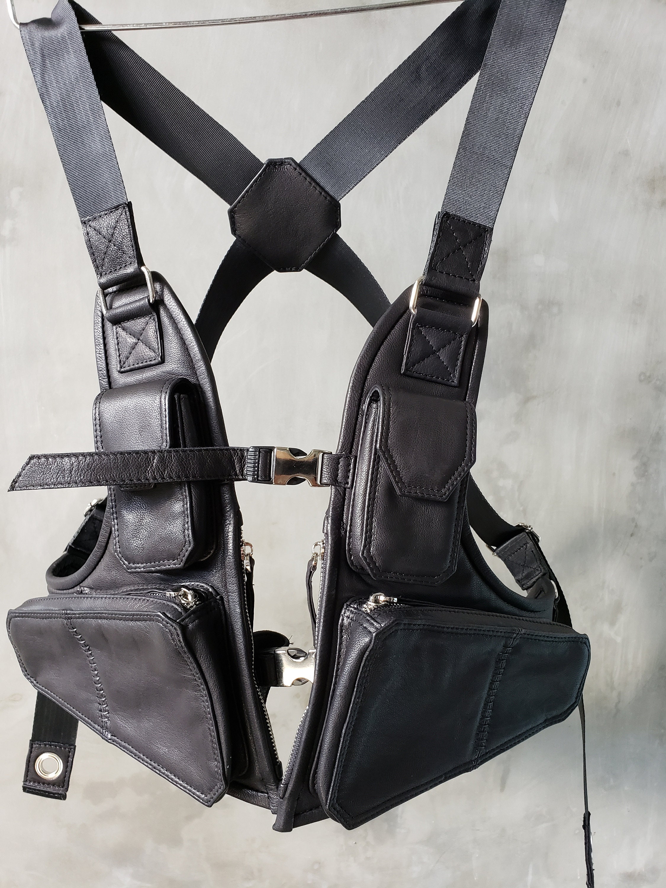 Street Tactical Techwear Leather Holster Vest