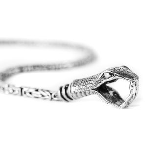Solid Silver SNAKE BITE Adjustable Lariat Bolo Silver Chain Necklace