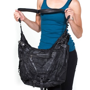 RAGE CAGE Black Leather Large Hobo Bag image 7