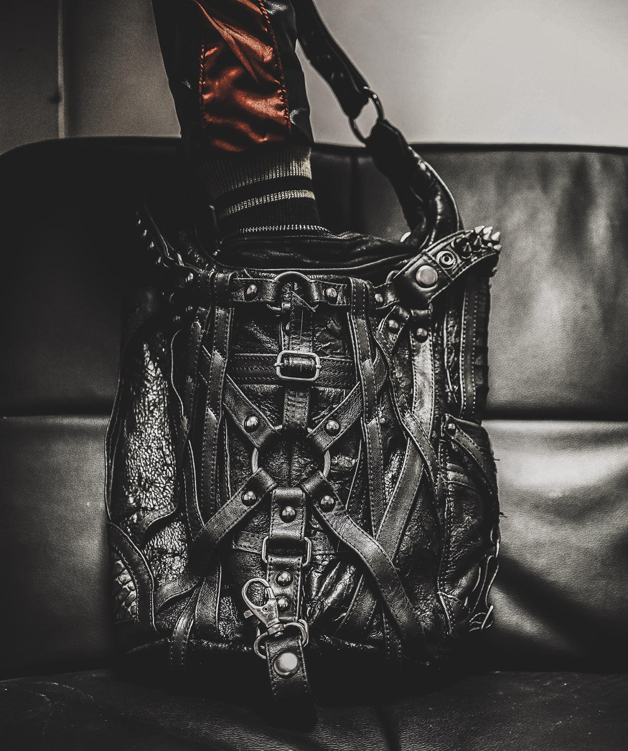 Rage Cage Mini Hobo Top Handle and Leather Shoulder Bag