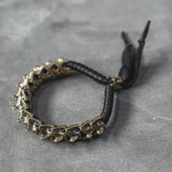 SPINAL RISE Adjustable Braided Leather Bracelet - Brass