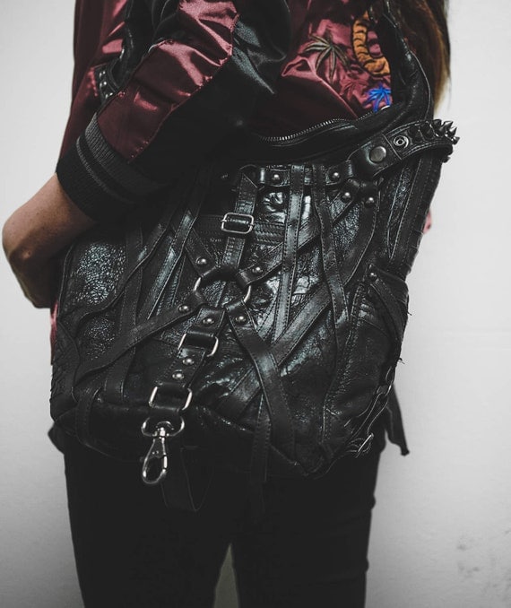 Rage Cage Mini Hobo Top Handle and Leather Shoulder Bag