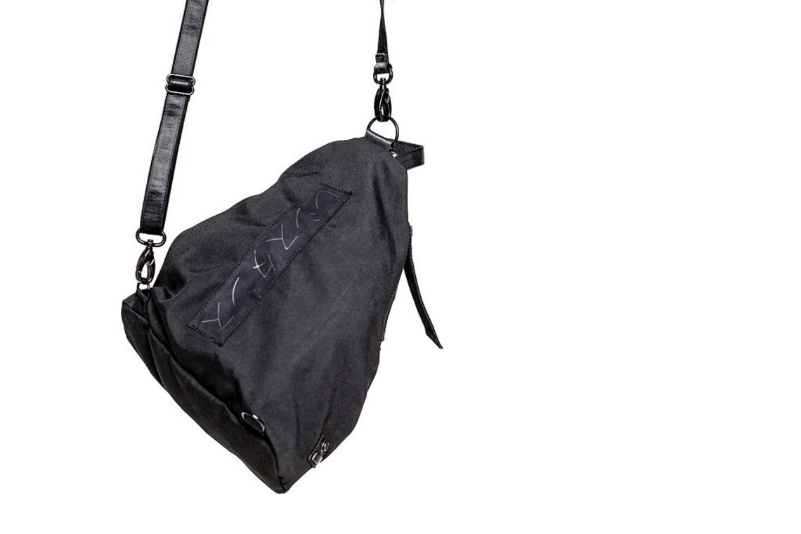 Black Canvas TEARDROP TRIANGLE Convertible Backpack | Etsy