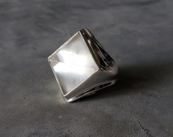 Quarz Kristall Pyramide Unisex Silber Ring