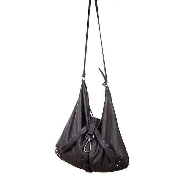 MIDNIGHT CRESCENT Hobo Bag with Gun Metal Hardware