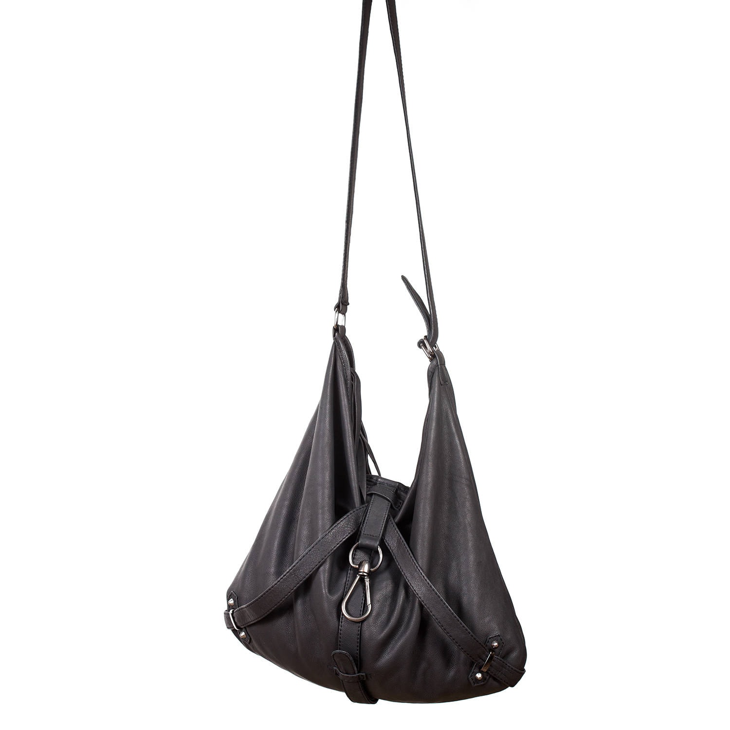 Midnight Leather Hobo Bag