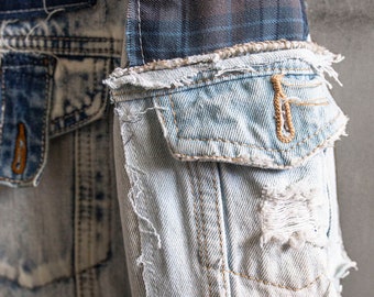 Indigo Boro Denim Jean Jacket With Boro Patch Quilt Stitching - Etsy