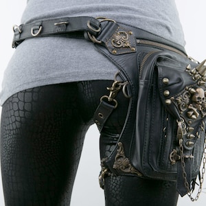 SKULL ROCKER Leather Holster Waist Bag Leg Bag and Hip Bag