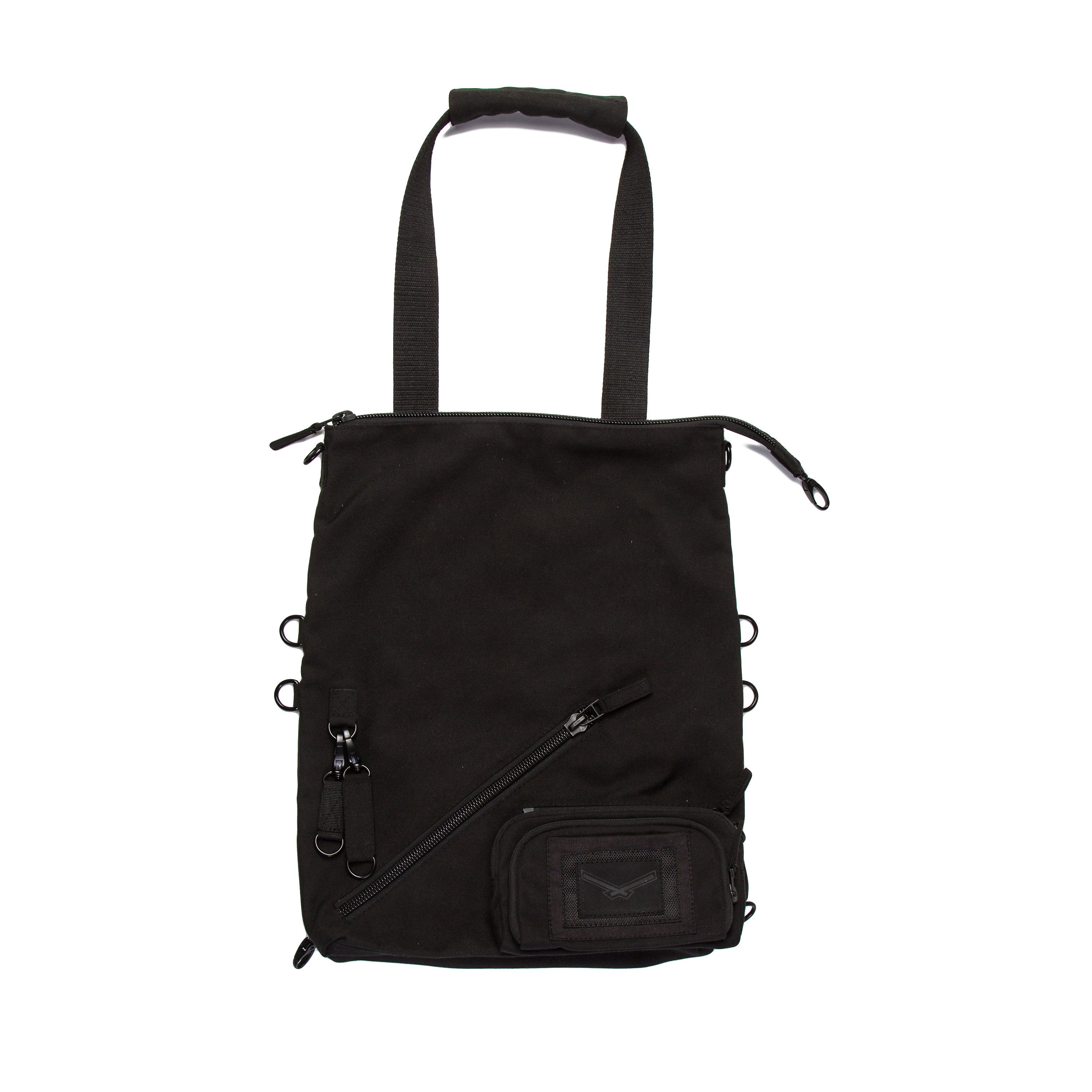 PITCH BLACK Backpack Canvas Unisex Crossbody Convertible Messenger Bag