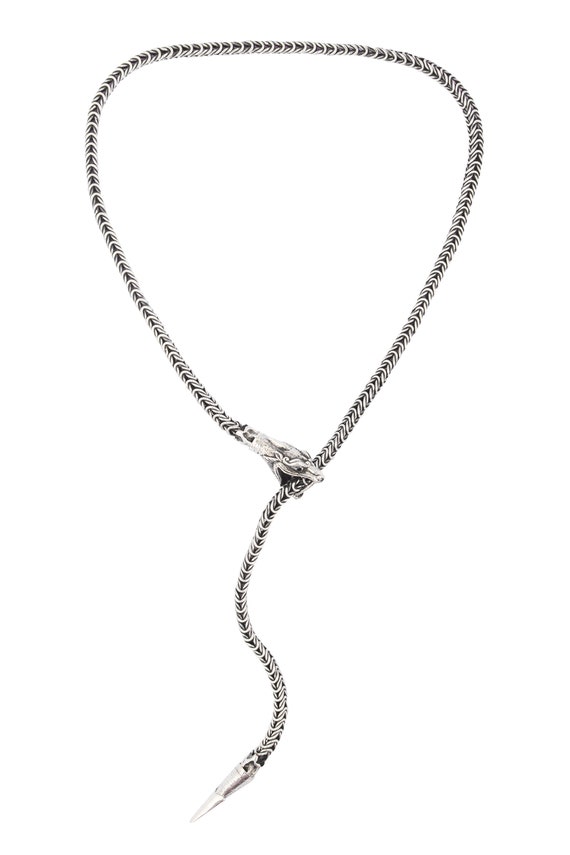 Silver Dragon Scale Long Adjustable Unisex Lariat