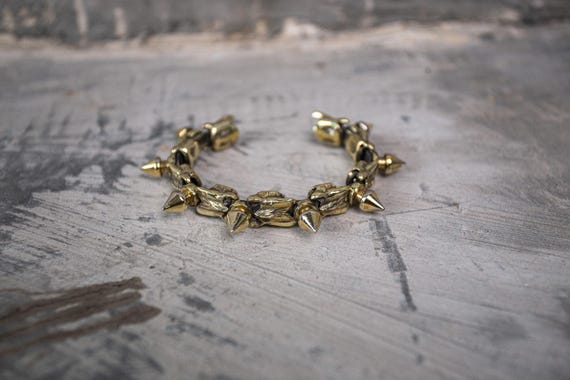 Vertebrae Spike 1.0 Gold Brass Bracelet I Mens Bracelet I Womens Bracelet I Punk Bracelet