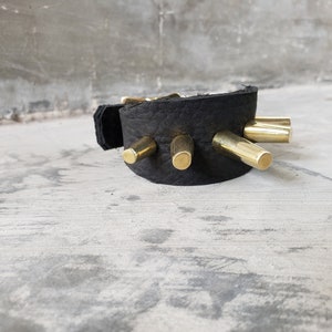 Cylinder Spike Space Age Leather Cuff
