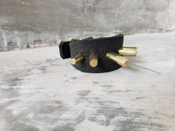 Cylinder Spike Space Age Leather Cuff