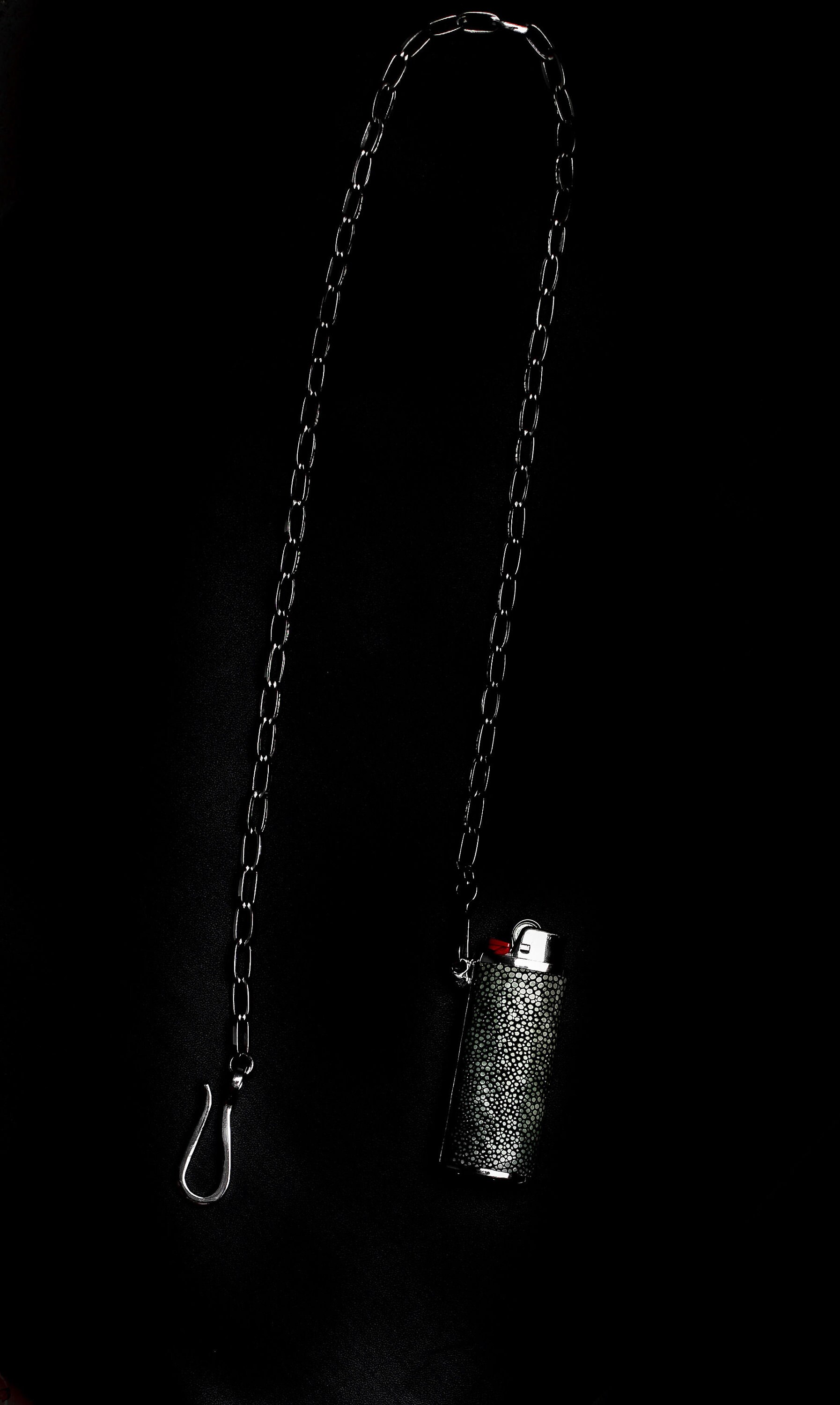 BLAZE & CHAIN Metal and Leather Lighter Holster Necklace