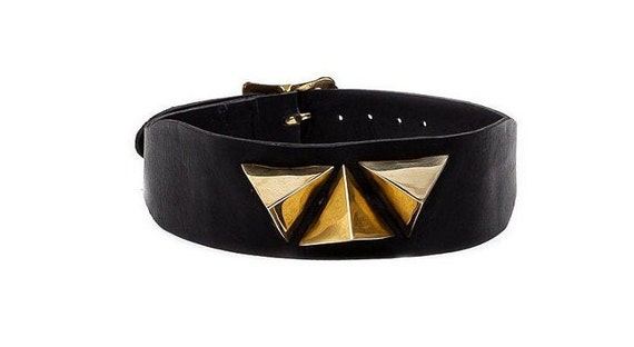 Pyramid Scheme Brass Leather Choker