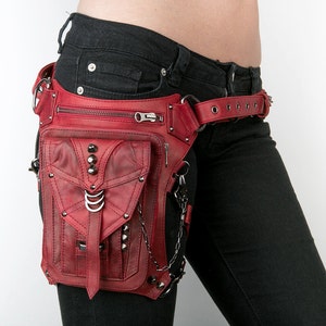 BLOODY PENNY Red Leather Waist Holster and Hip Bag