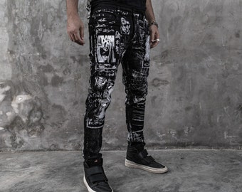 Art City 8 Black and White Punk Jeans I Limited Edition I 1 of 1 I Punk Rock I Goth I Emo I Metal I Cyberpunk